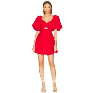 ASTR The Label Serilda Cutout Puff Sleeve Red‎ Lyocell Mini Dress | Size L